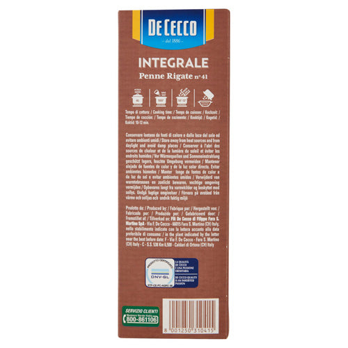 DE CECCO 41 PENNE RIGATE INTEGRALE